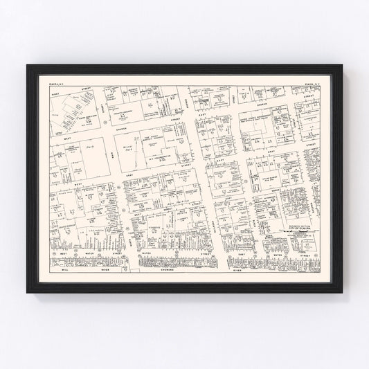 Vintage Map of Elmira, NJ Business Section 1947