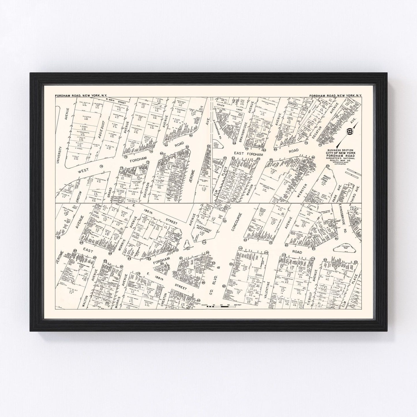 Vintage Map of New York City, NY Business Section 1947