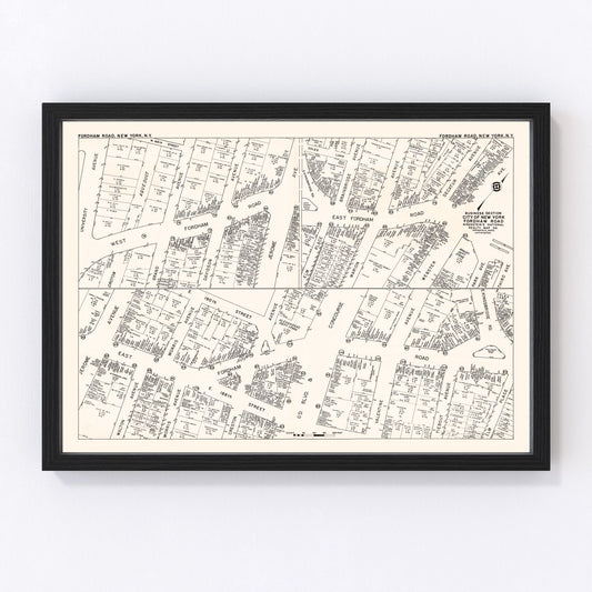 Vintage Map of New York City, NY Business Section 1947