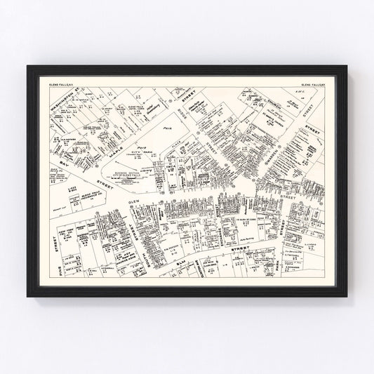Vintage Map of Glens Falls, NY Business Section 1947