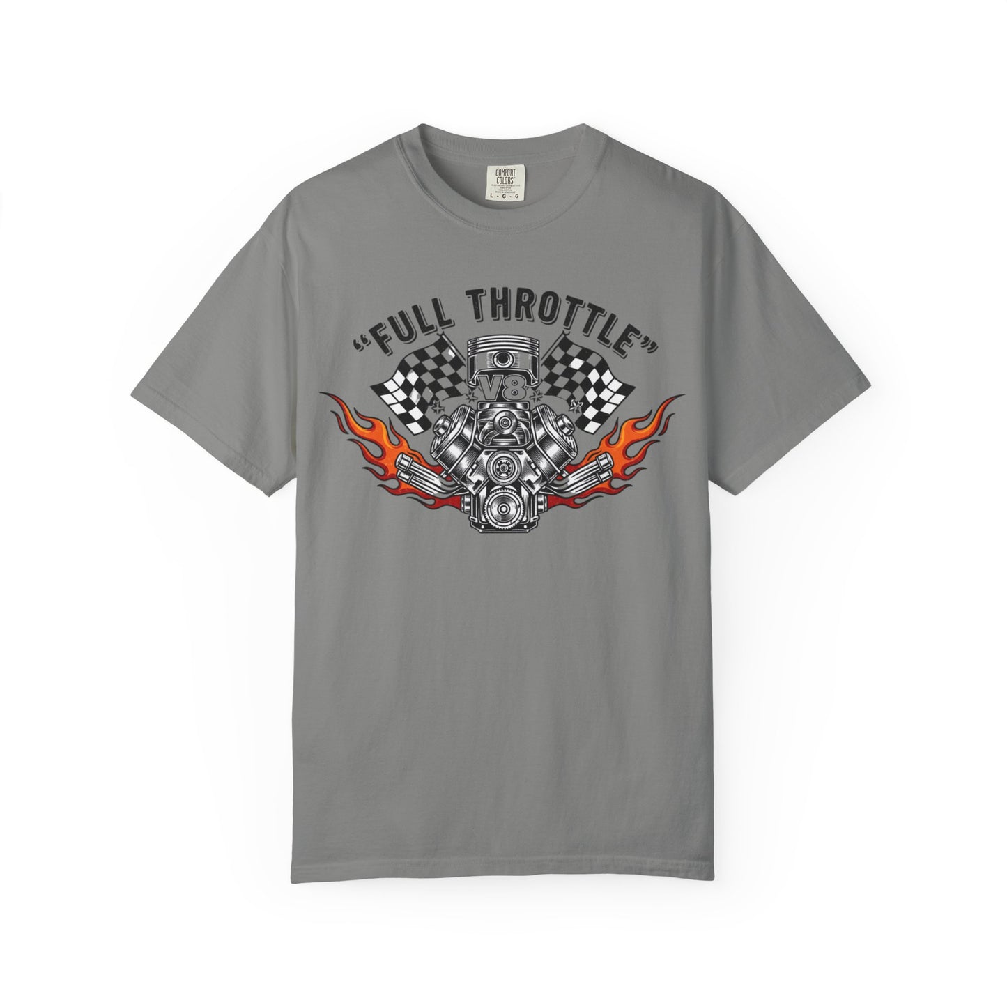 Full Throttle V8 Engine T-shirt | Racing Flags, Flames