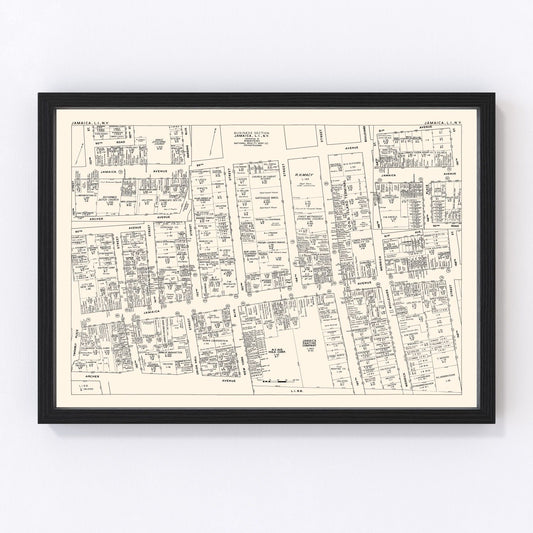 Vintage Map of Jamaica, NY Business Section 1947