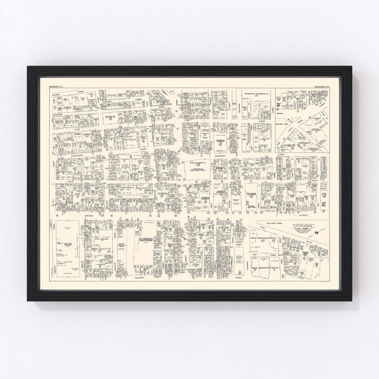 Vintage Map of Newark, NJ Business Section 1947