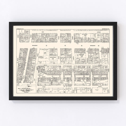 Vintage Map of Newburgh, NY Business Section 1947