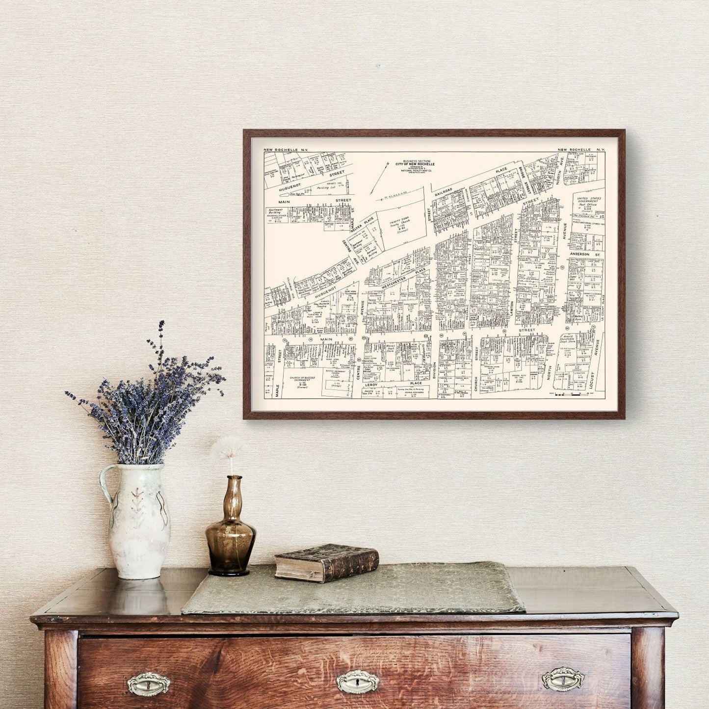 Vintage Map of New Rochelle, NY Business Section 1947