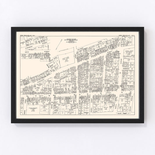 Vintage Map of New Rochelle, NY Business Section 1947