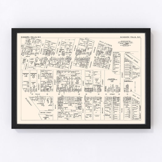 Vintage Map of Niagara Falls, NY Business Section 1947