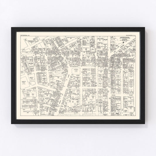 Vintage Map of Paterson, NJ Business Section 1947