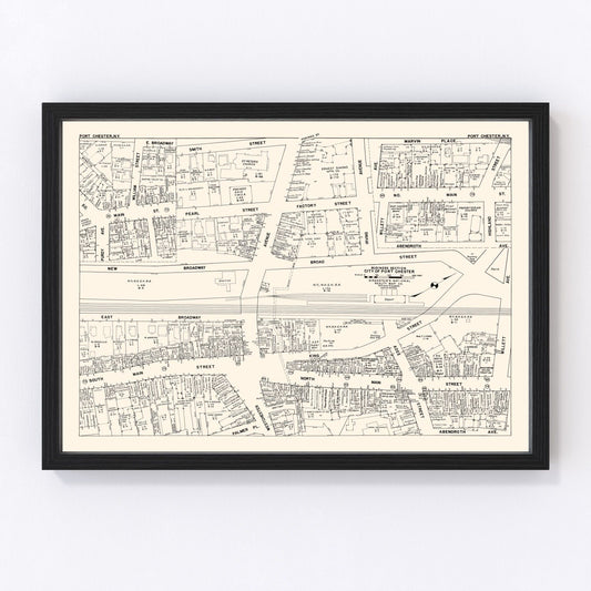 Vintage Map of Port Chester, NY Business Section 1947