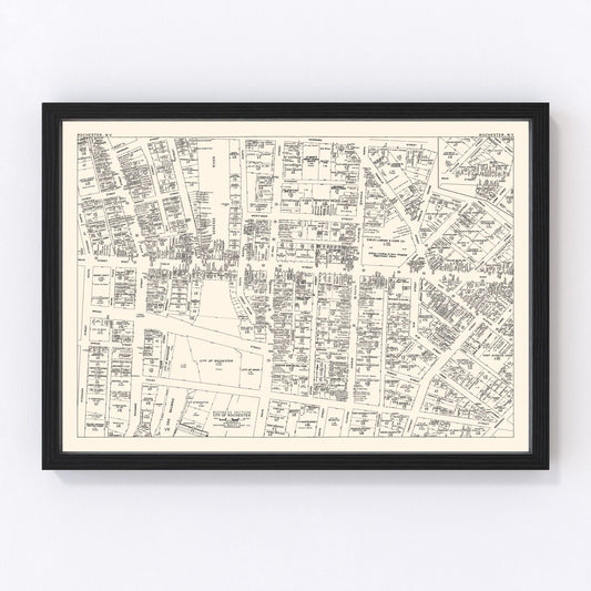 Vintage Map of Rochester, NY Business Section 1947