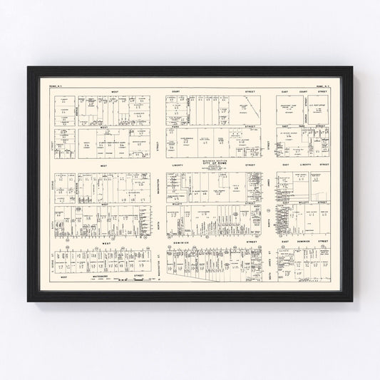 Vintage Map of Rome, NY Business Section 1947
