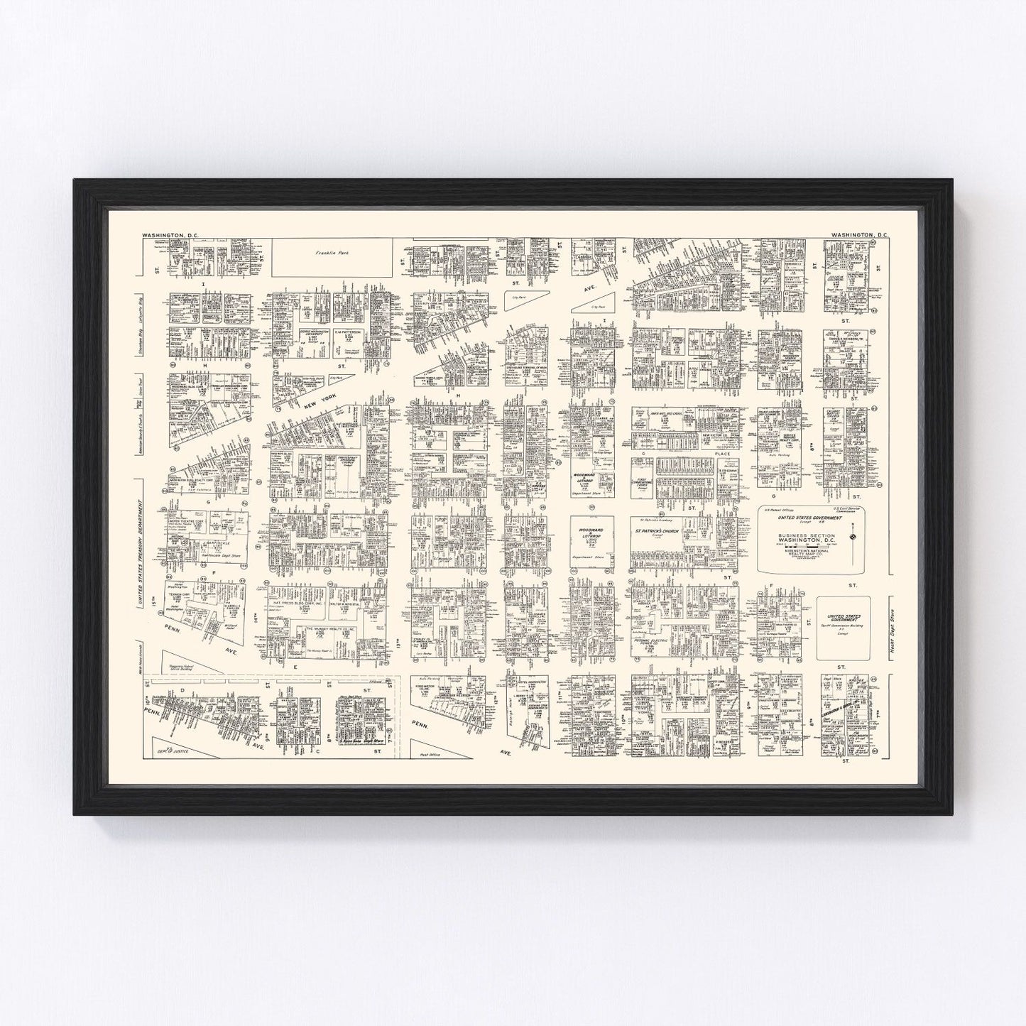 Vintage Map of Washington D.C., DC Business Section 1947