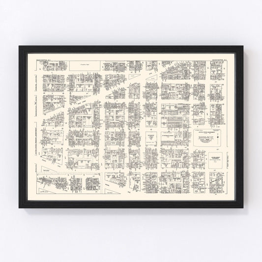 Vintage Map of Washington D.C., DC Business Section 1947