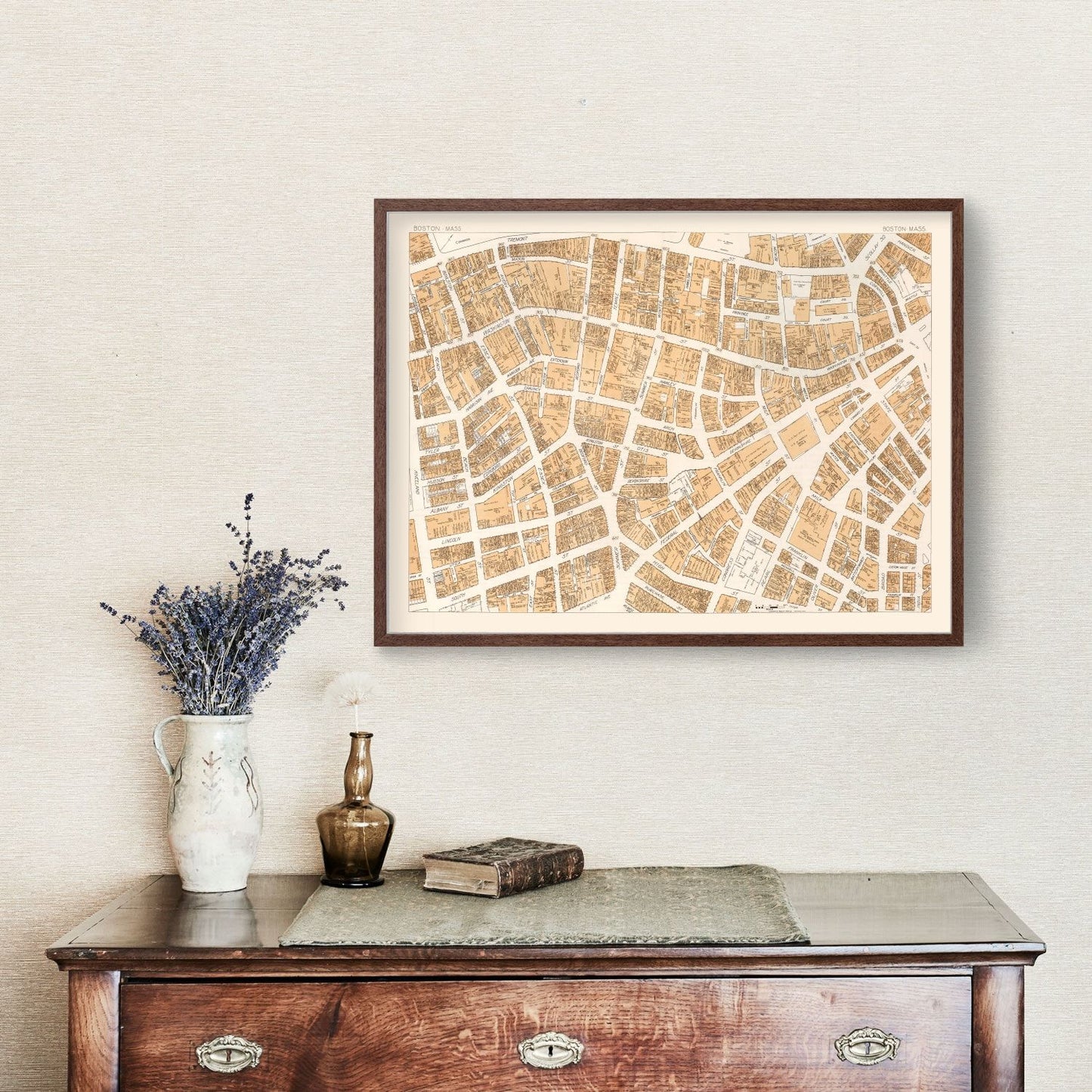 Vintage Map of Boston, MA Business Section 1946
