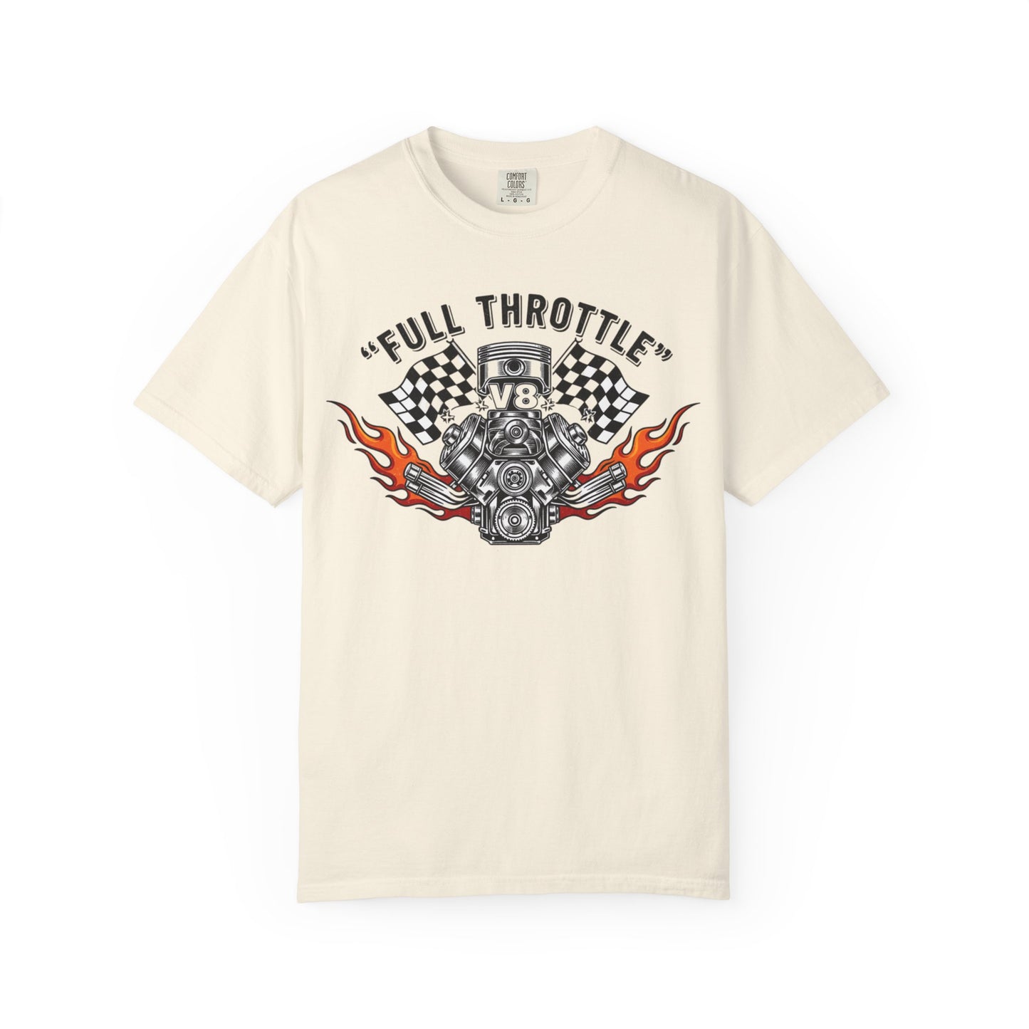 Full Throttle V8 Engine T-shirt | Racing Flags, Flames