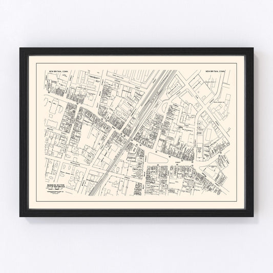 Vintage Map of New Britain, CT Business Section 1946