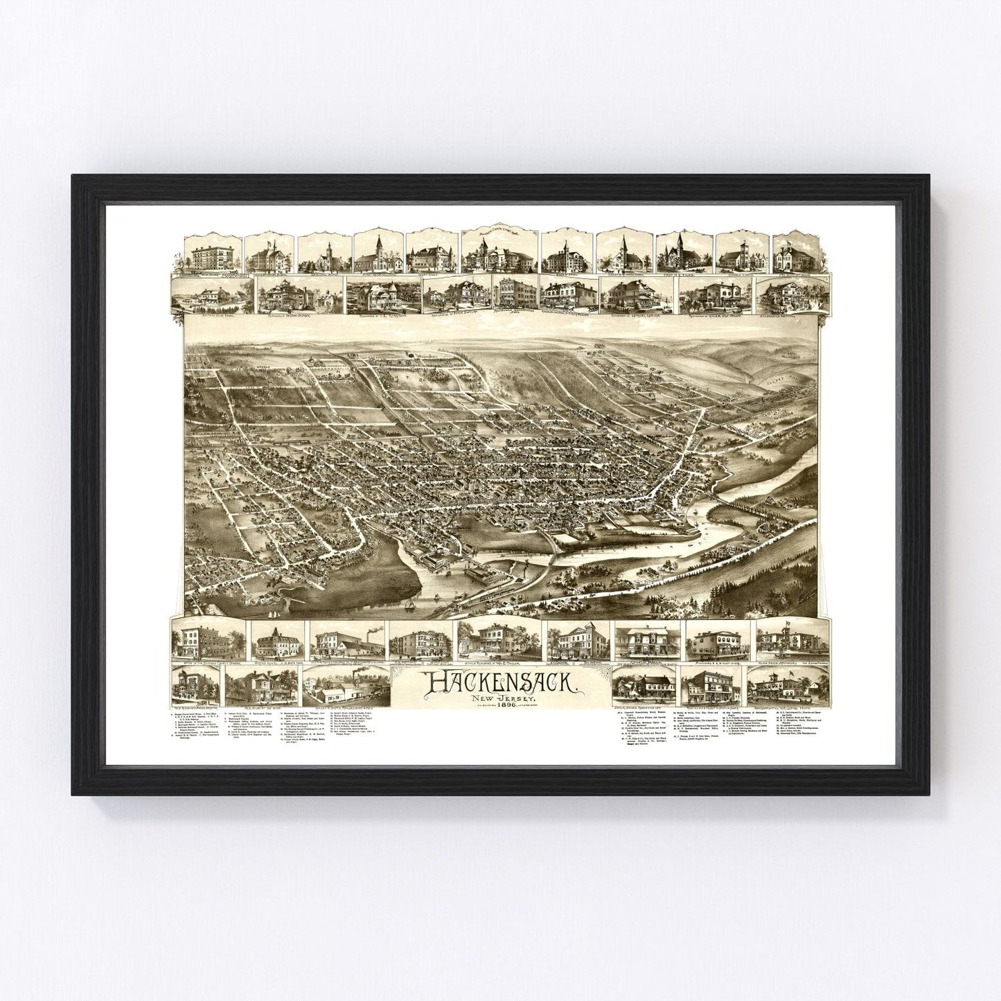 Vintage Map of Hackensack, New Jersey 1896