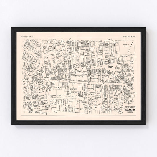 Vintage Map of Portland, ME Business Section 1946