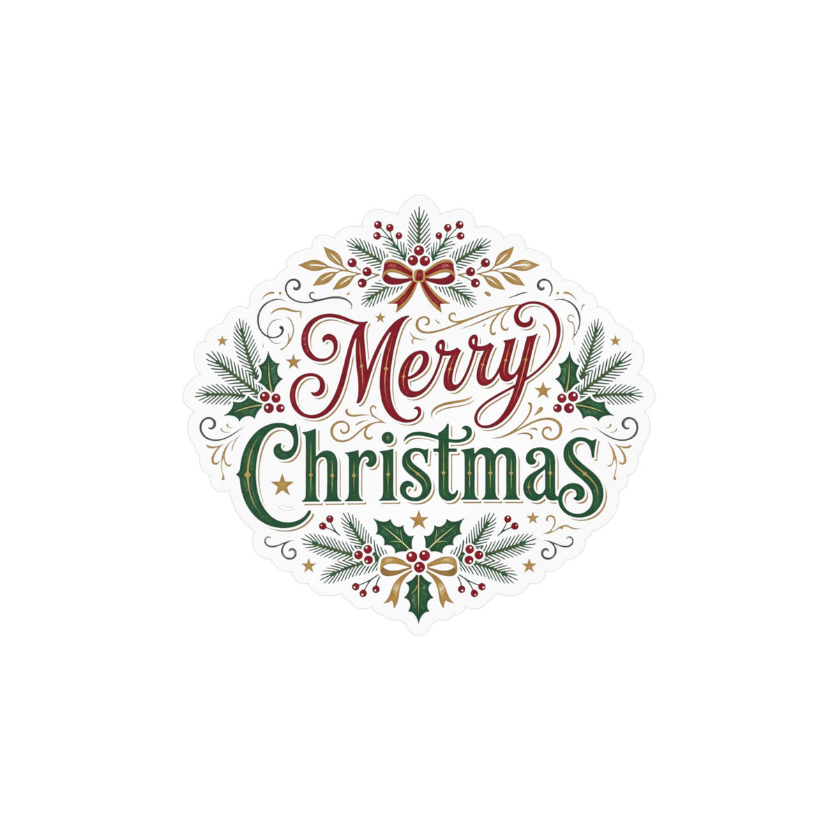 Merry Christmas Vinyl Decal — Holiday Wreath Sticker for Windows, Laptops & Gifts