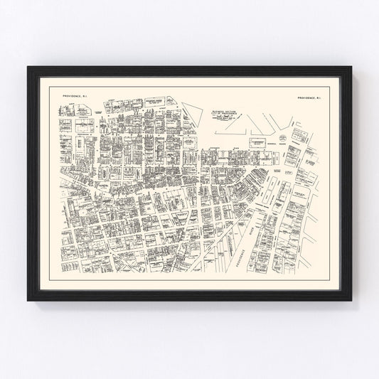 Vintage Map of Providence, RI Business Section 1946