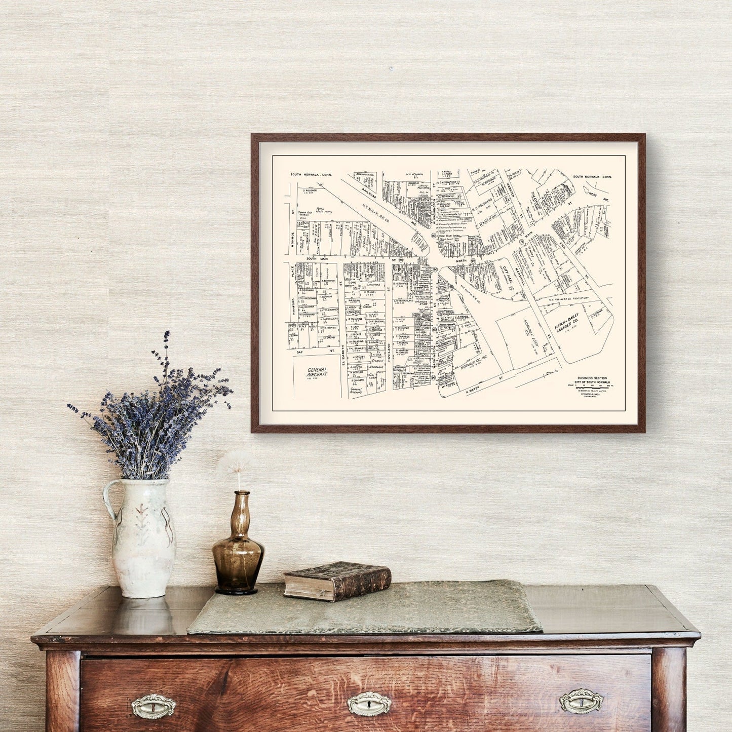 Vintage Map of South Norwalk, CT Business Section 1946