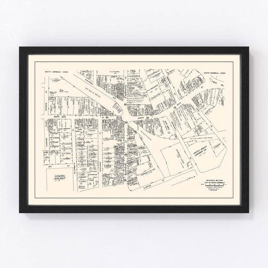 Vintage Map of South Norwalk, CT Business Section 1946