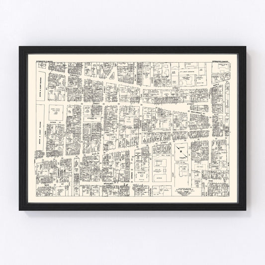 Vintage Map of Springfield, MA Business Section 1946