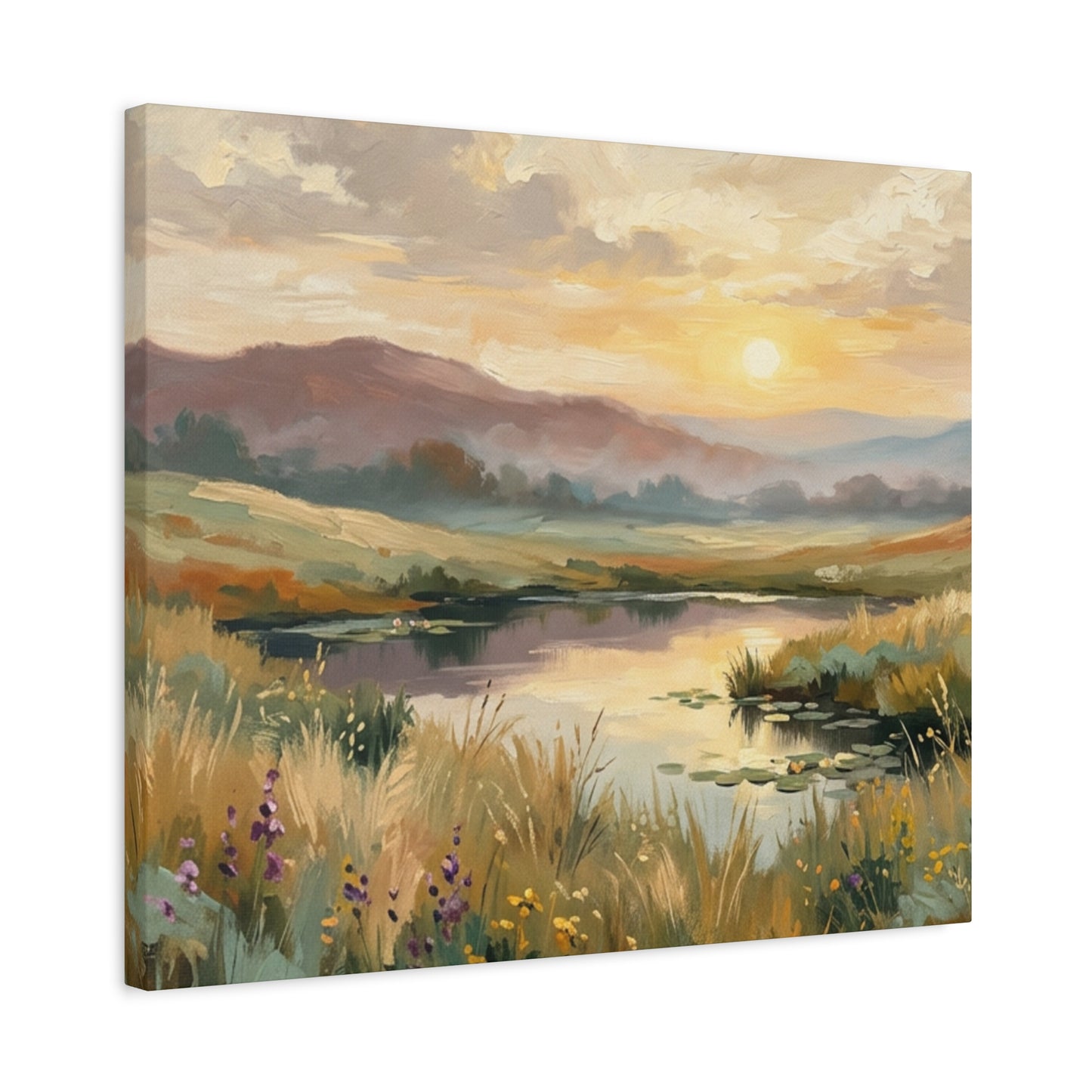 Sunset Meadow Canvas Wall Art — Stretched Matte Landscape Print