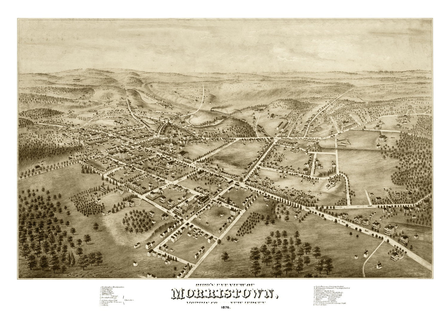 Vintage Map of Morristown, New Jersey 1876