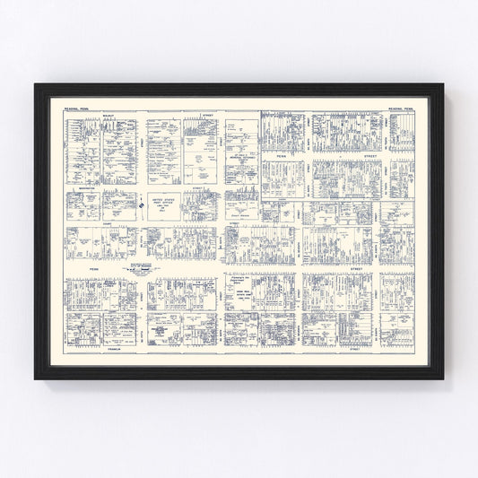 Vintage Map of Reading, PA Business Section 1950
