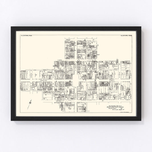 Vintage Map of Allentown, PA Business Section 1929