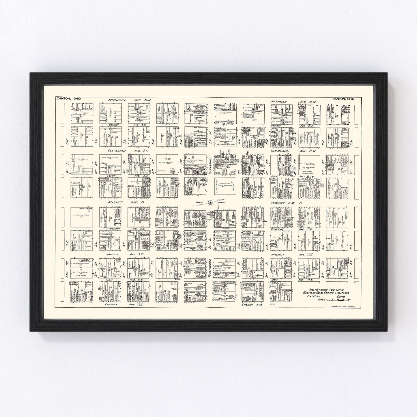 Vintage Map of Canton, OH Business Section 1929