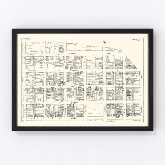 Vintage Map of Chicago, IL Business Section 1929