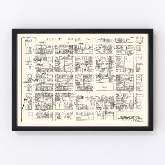 Vintage Map of Cincinnati, OH Business Section 1929