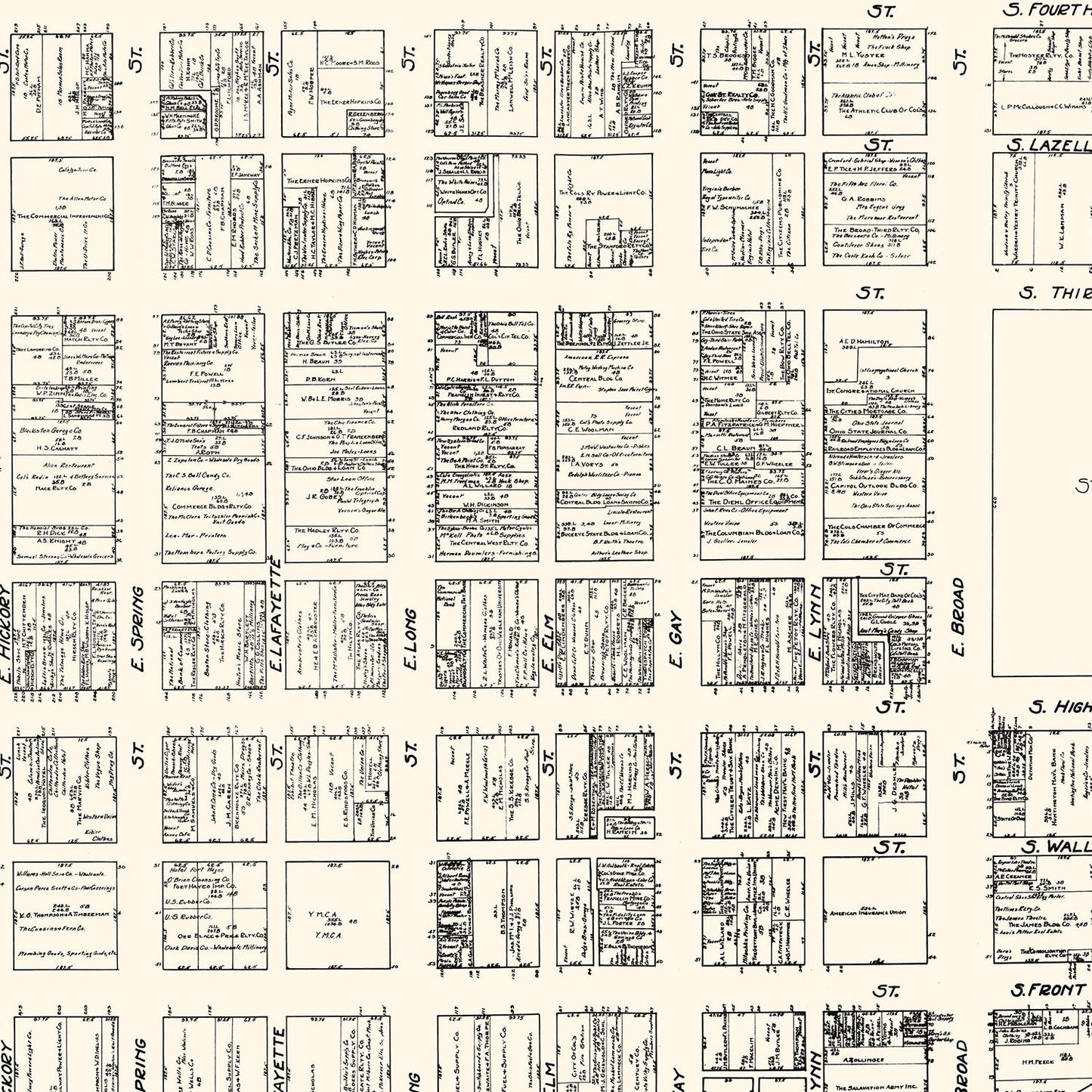 Vintage Map of Columbus, OH Business Section 1929