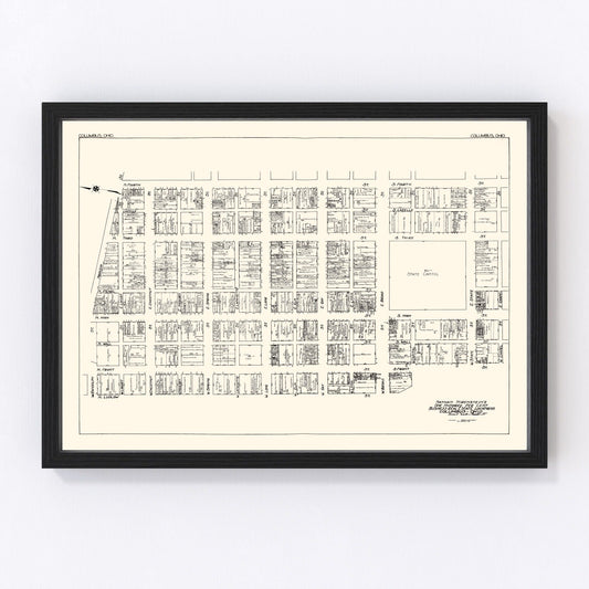 Vintage Map of Columbus, OH Business Section 1929