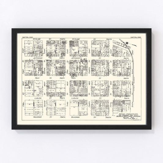 Vintage Map of Dayton, OH Business Section 1929