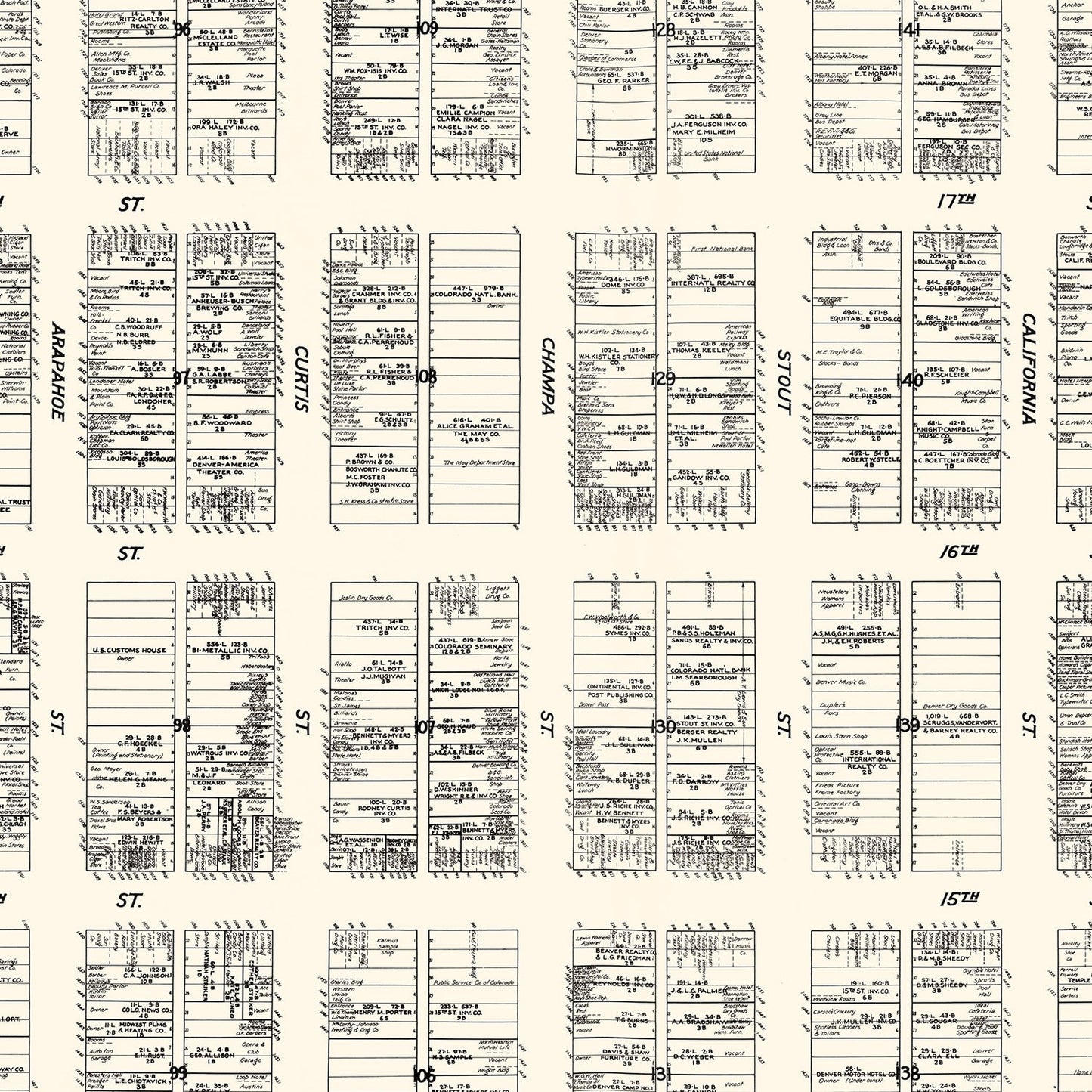 Vintage Map of Denver, CO Business Section 1929
