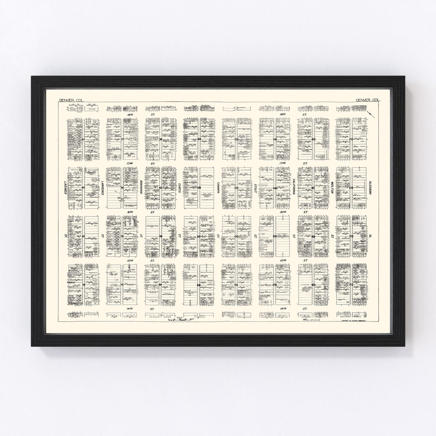 Vintage Map of Denver, CO Business Section 1929