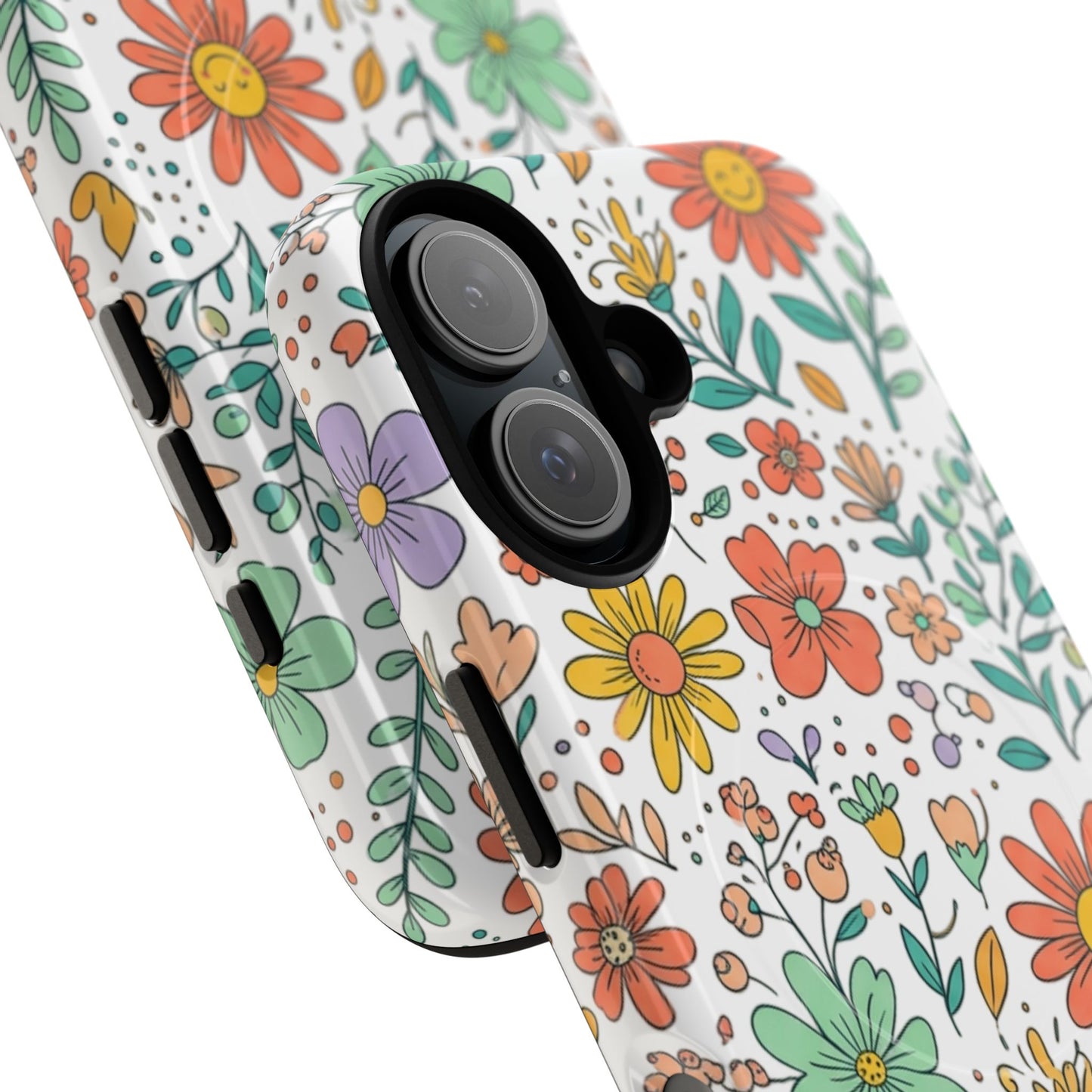Floral Doodle Tough Magnetic Phone Case – Colorful Wildflower Protection