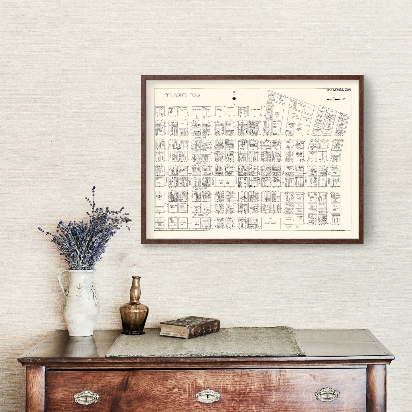 Vintage Map of Des Moines, IA Business Section 1929