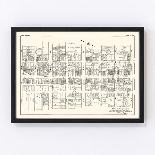 Vintage Map of Erie, PA Business Section 1929