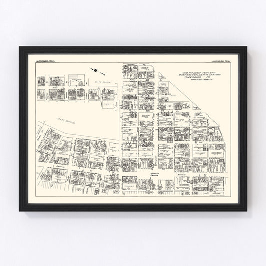Vintage Map of Harrisburg, PA Business Section 1929