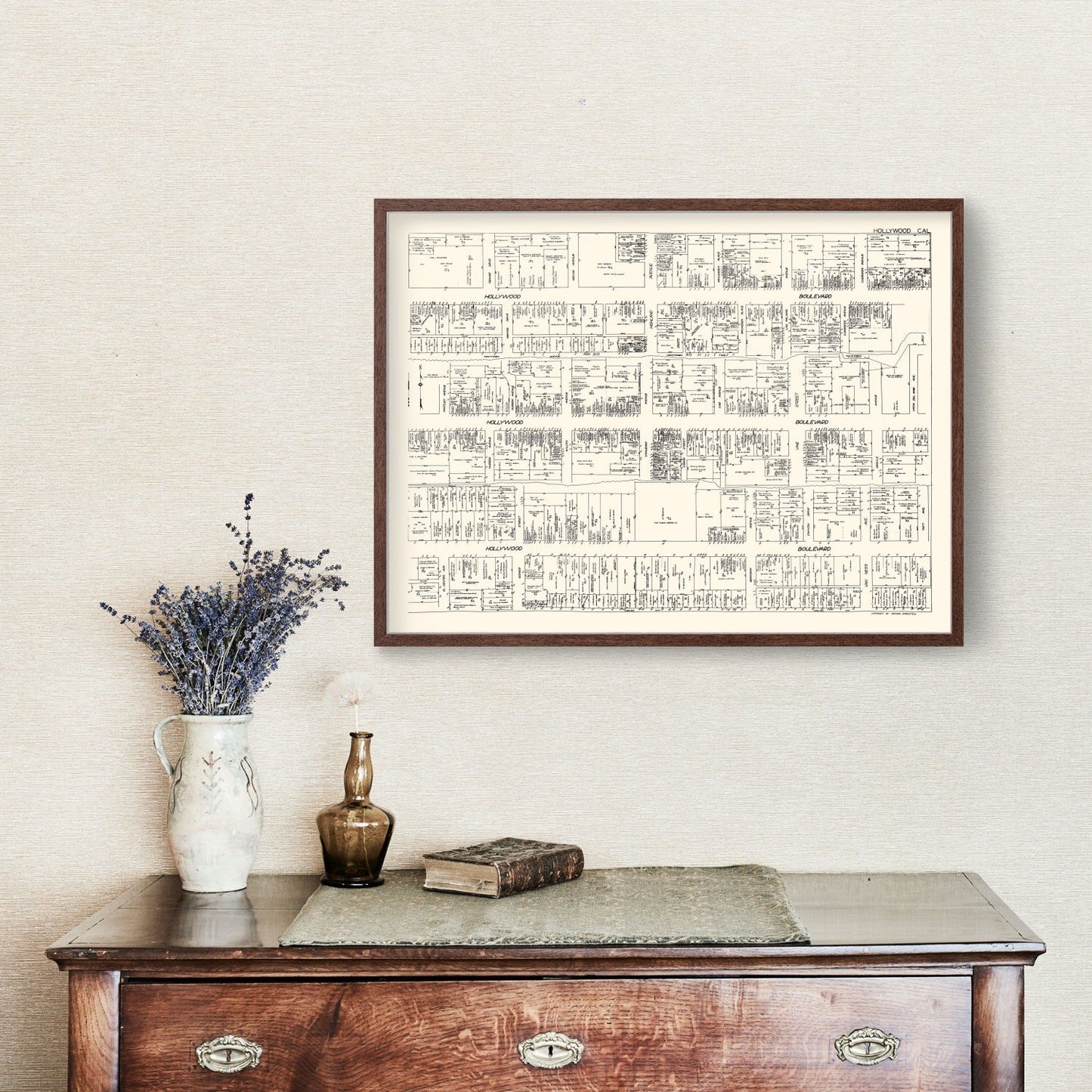 Vintage Map of Hollywood, CA Business Section 1929