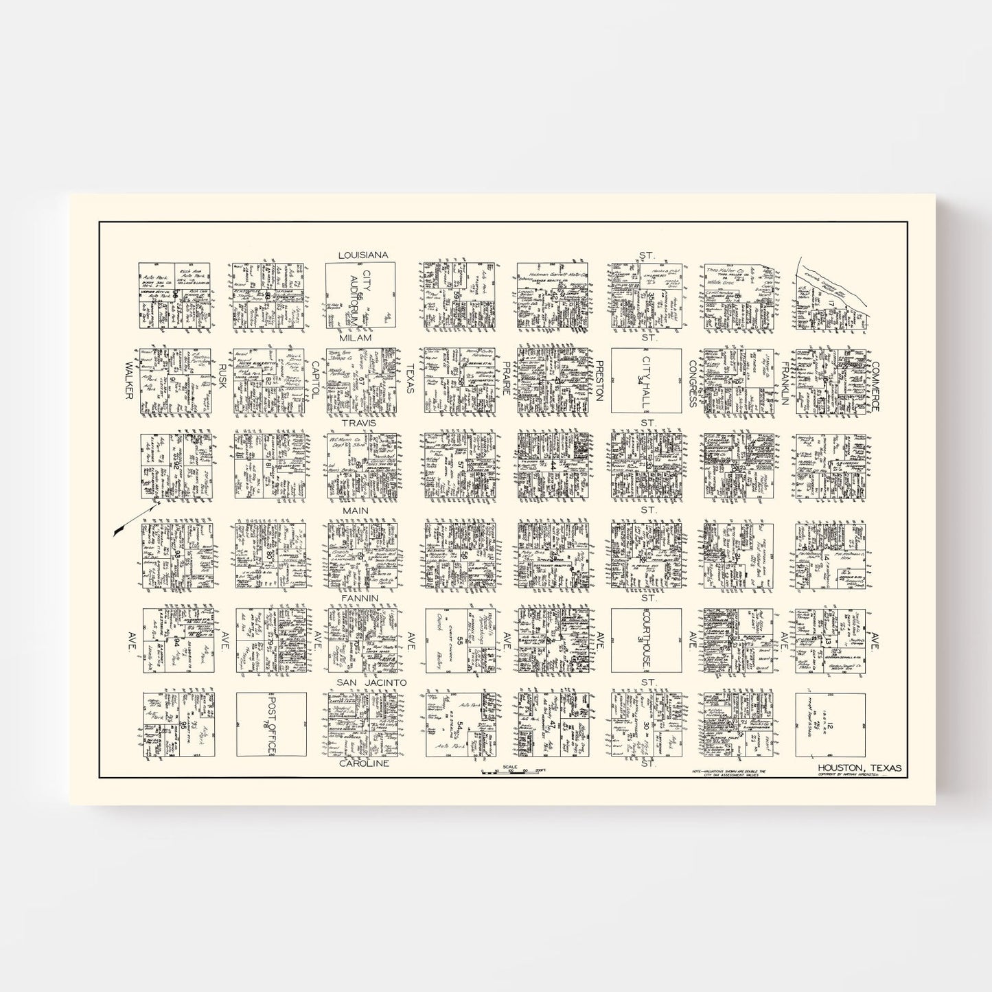 Vintage Map of Houston, TX Business Section 1929