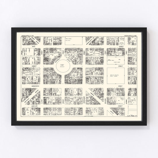 Vintage Map of Indianapolis, IN Business Section 1929