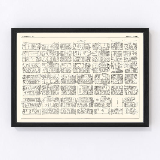 Vintage Map of Kansas City, MO Business Section 1929