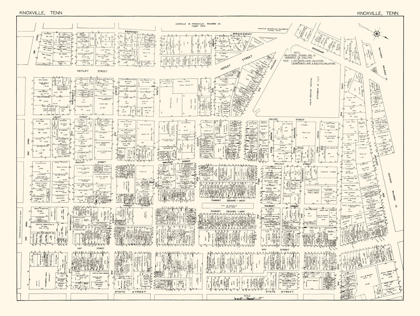 Vintage Map of Knoxville, TN Business Section 1929