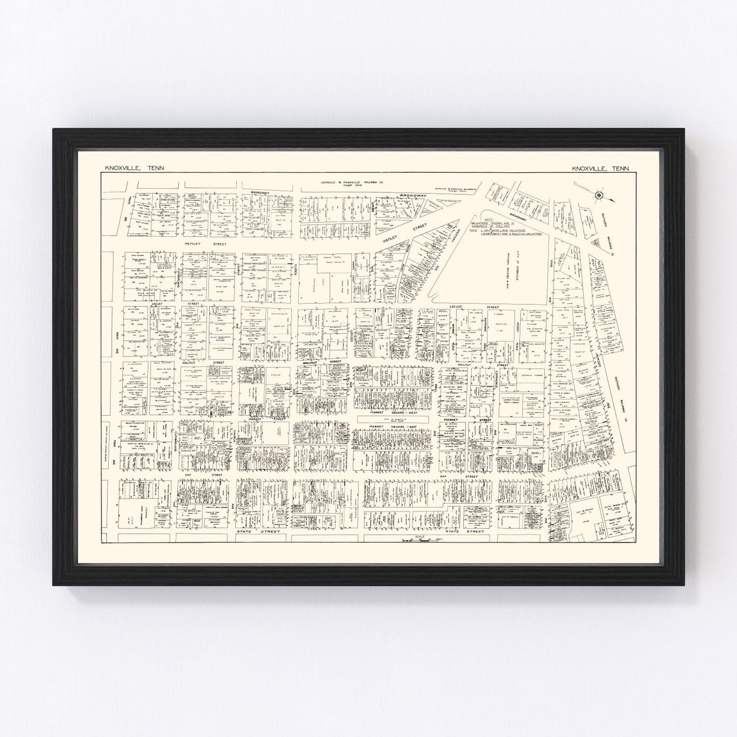Vintage Map of Knoxville, TN Business Section 1929