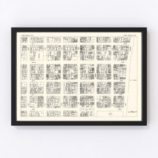 Vintage Map of Long Beach, CA Business Section 1929